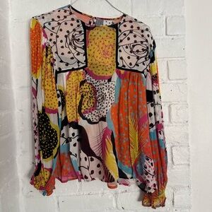 Bold Floral & Dot Print Blouse – Blank London (Size Small) $55